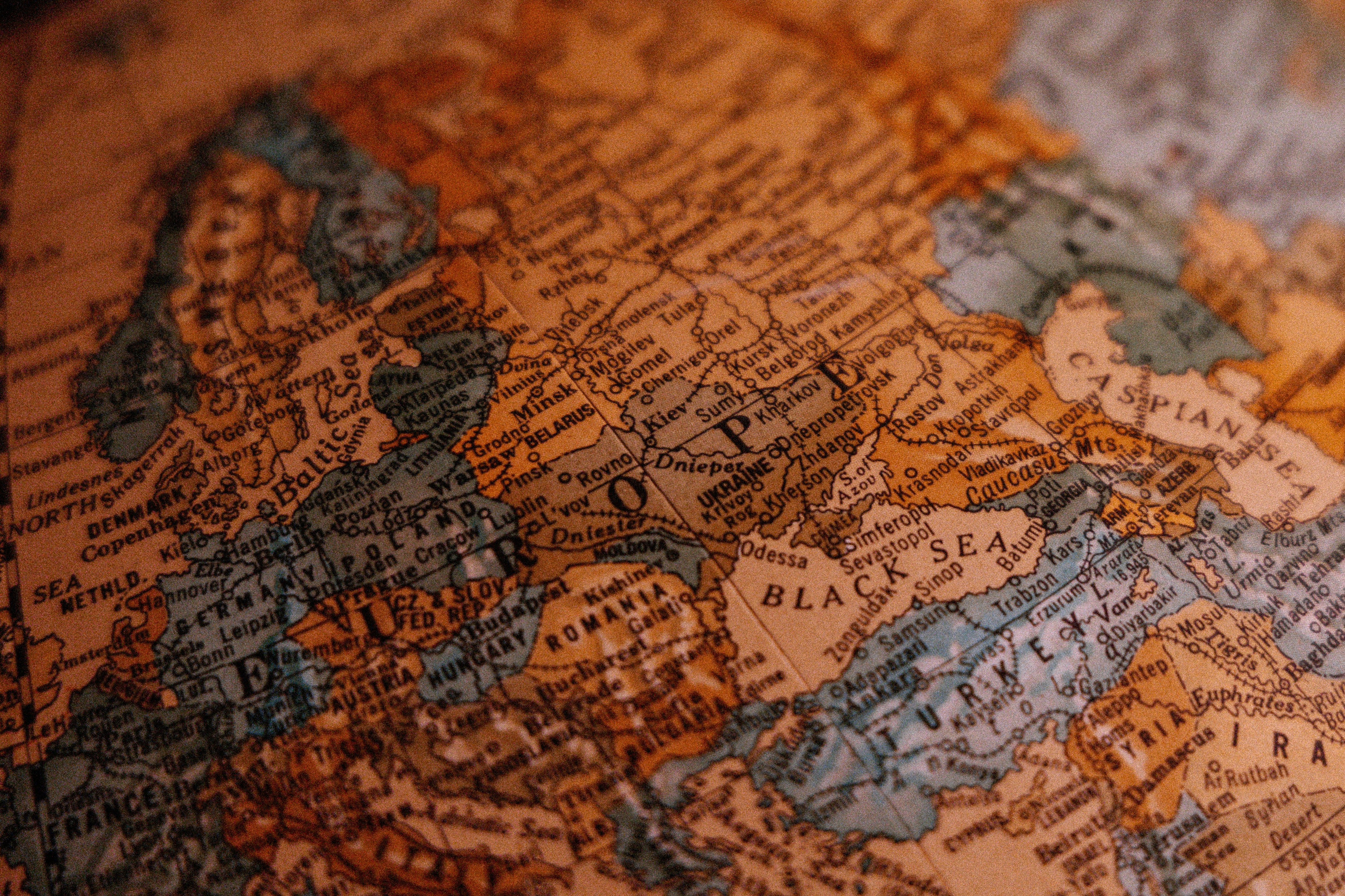 An old map focused on the country of Ukraine